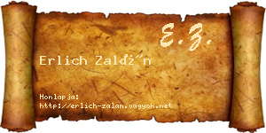 Erlich Zalán névjegykártya